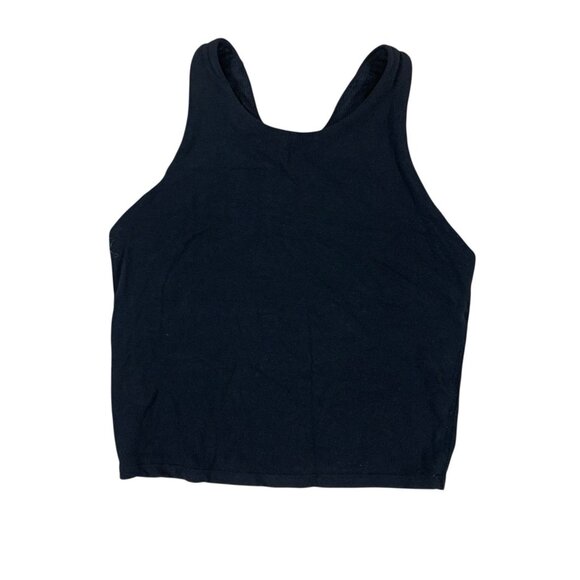 Athleta Girl Black Tank XL High Neck Stretch Activewear Workout Crop Top Youth - Picture 1 of 3